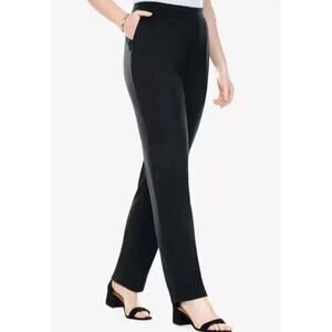 Woman Within Pants Size 22W Petite Pull On Black NEW Business Casual Normcore
